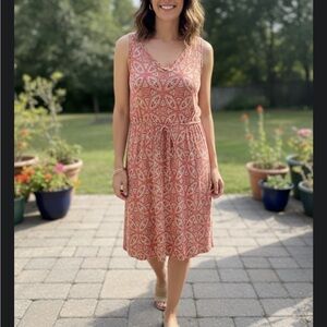 a.n.a Sleeveless Coral Patterned Midi Dress